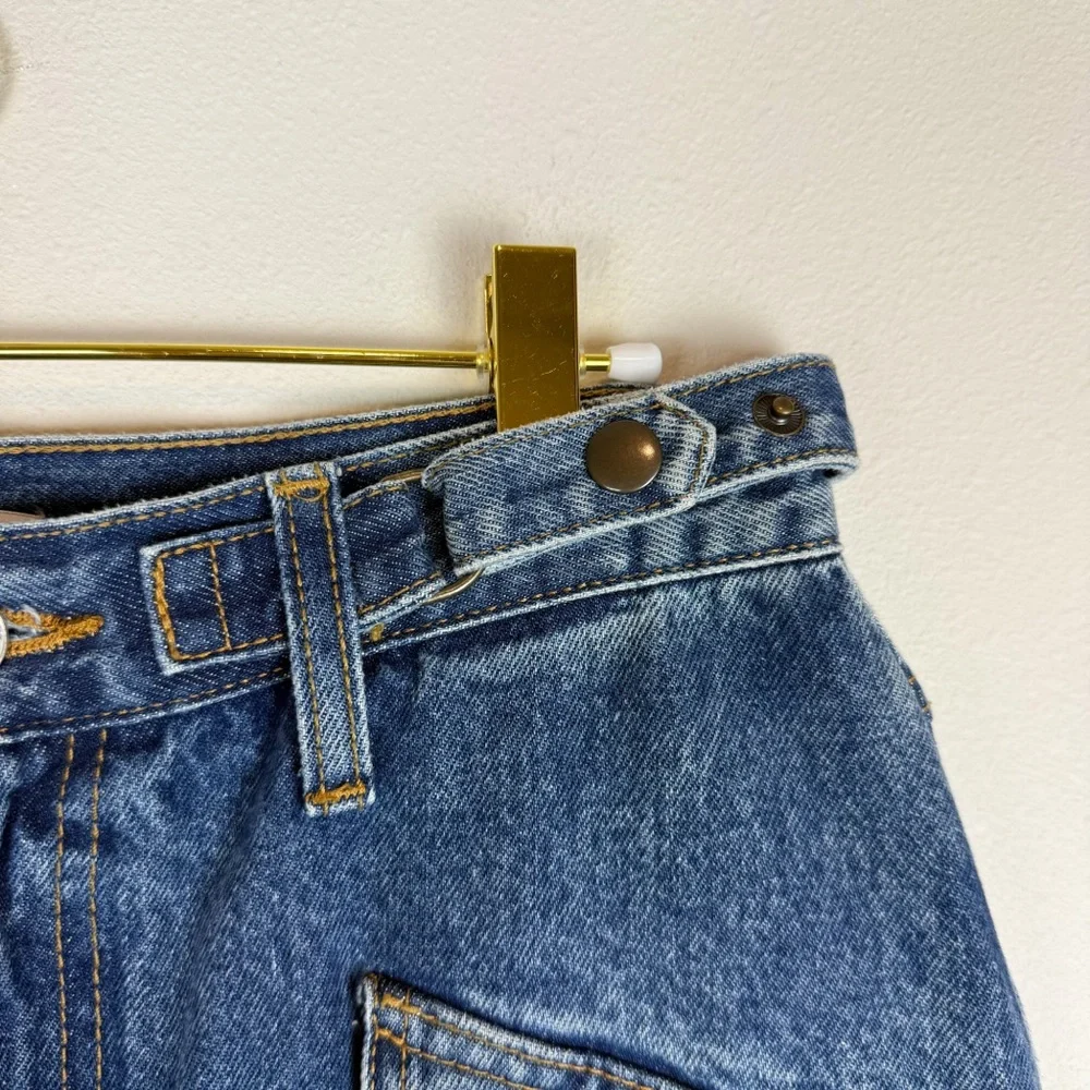 Re/Done Racer Denim Cargo Mini Skirt Moto Speedway Size‎ 27